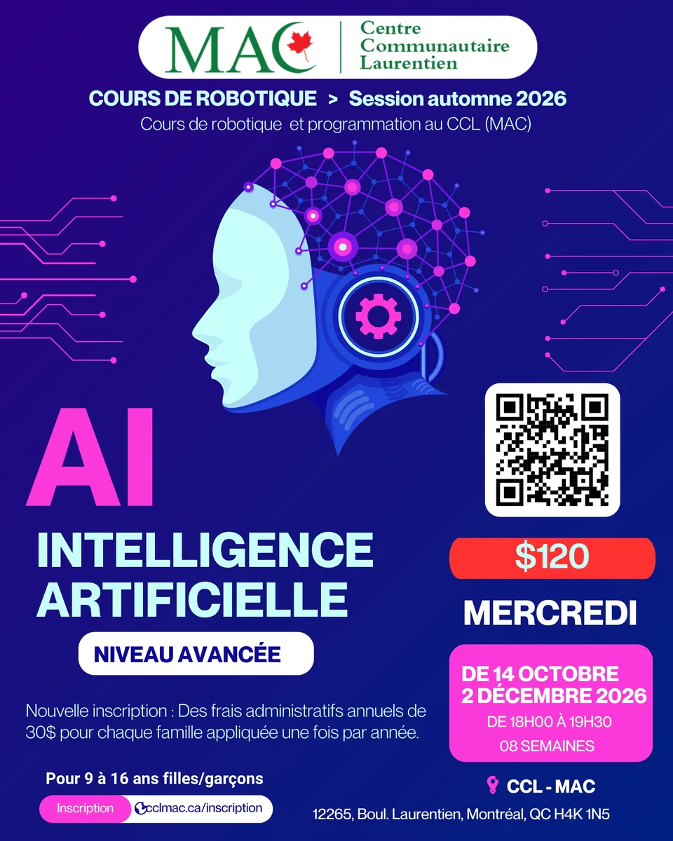Cours de robotique – Session automne 2026