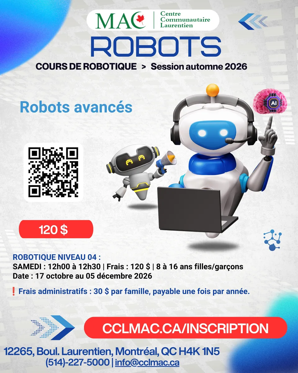 Cours de robotique – Session automne 2026