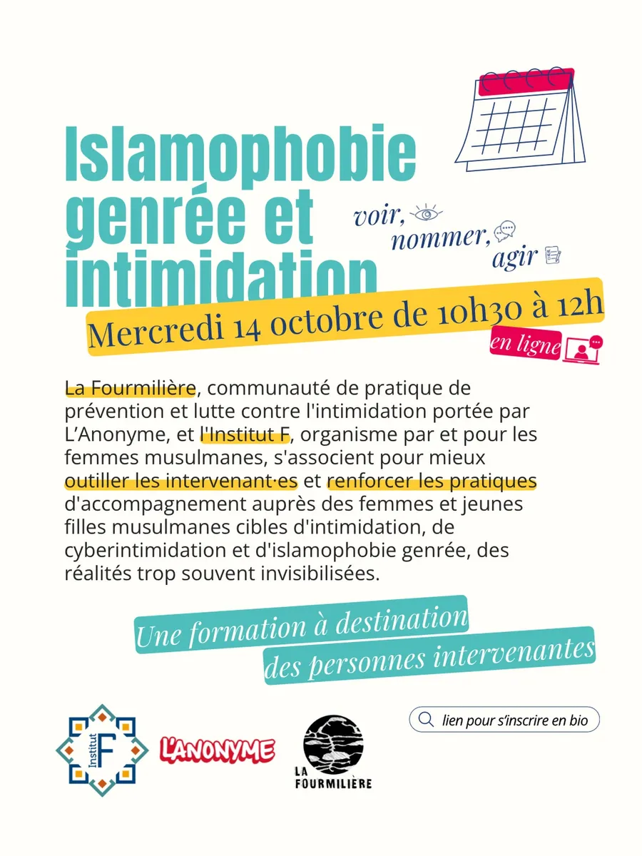 FORMATION « Islamophobie genrée et intimidation : voir, nommer, agir »